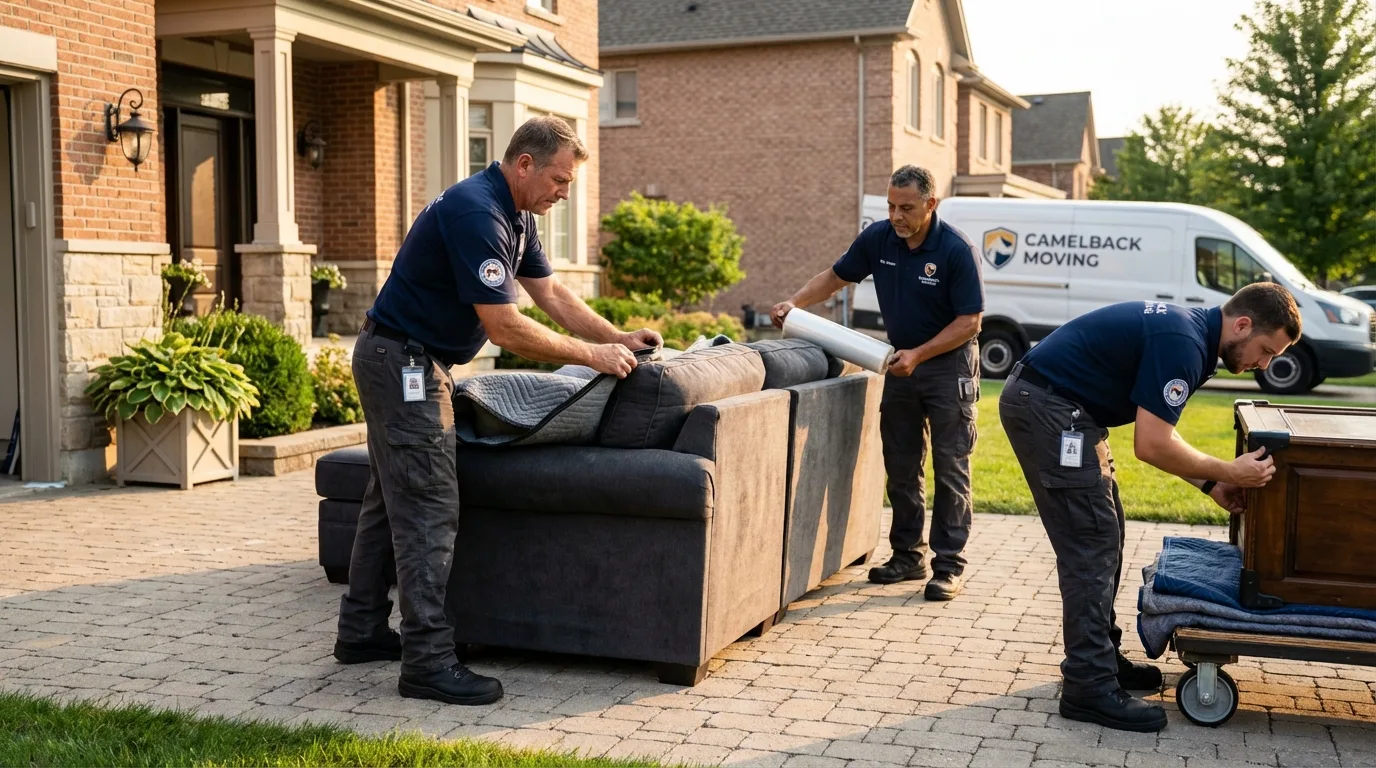 Large estate moving crew wrapping furniture in Georgetown, CA